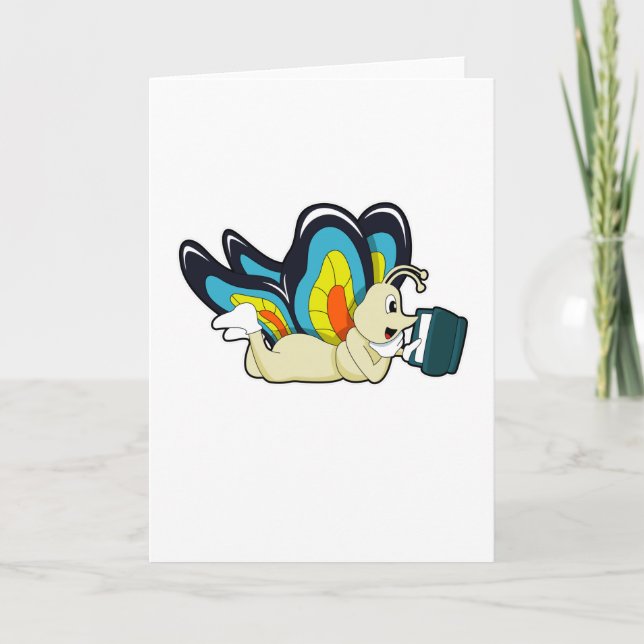 Cartão Borboleta lendo com Livro (Frente)