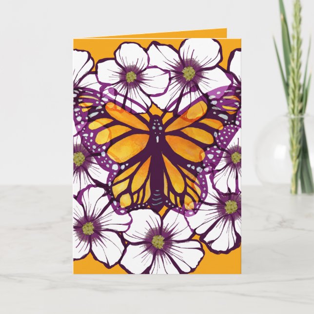 Cartão Borboleta Monarca Floral (Frente)