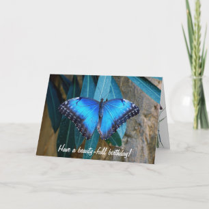 Cartão Borboleta Morpho Comum Azul de Aniversário