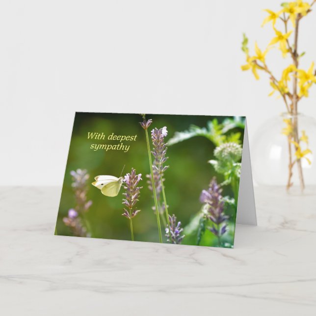 Cartão Borboleta na lavanda - Com profunda simpatia (Flor Amarela)