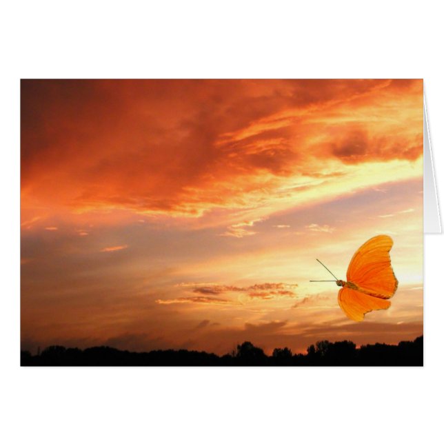 Cartão Borboleta no pôr do sol (Frente Horizontal)