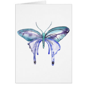 Cartão borboleta púrpura azul aqua aqua