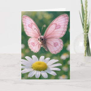 Cartão Borboleta Rosa de Aniversário Menina