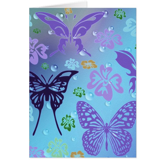 Cartão Borboletas bonito Blues (Frente)