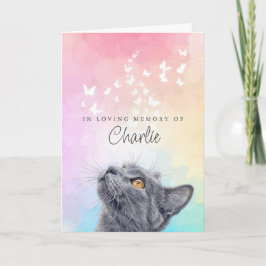 Cartão Borboletas Brancas Arco-íris Gato Cinza Memorial d