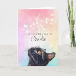 Cartão Borboletas Brancas Arco-Íris Gato Preto Memorial d