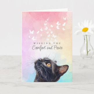 Cartão Borboletas Brancas Arco-Íris Gato Preto Simpatia p