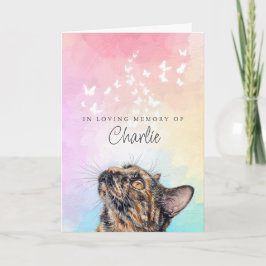 Cartão Borboletas Brancas Arco-Íris Tortie Gato Perda Mem