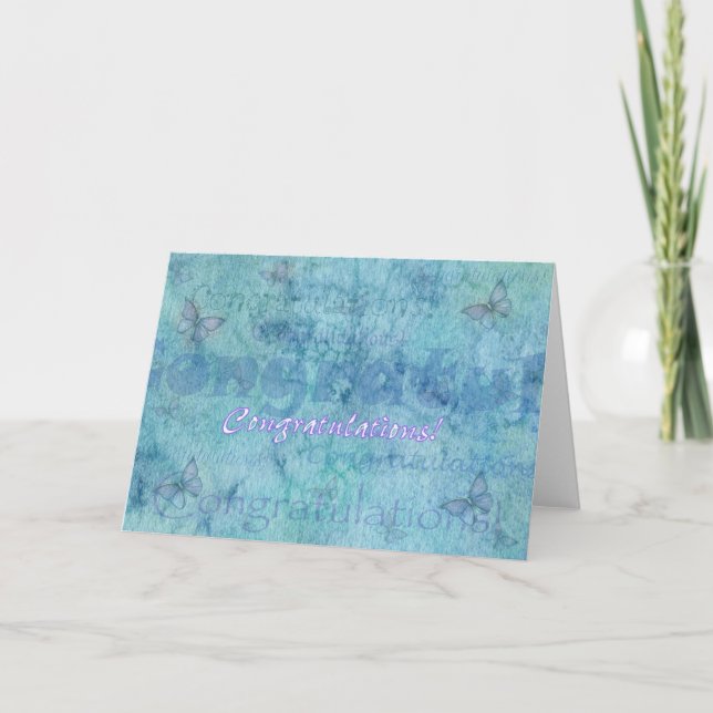 Cartão Borboletas da placa de parabéns (Frente)