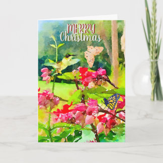 Cartão Borboletas de água e Natal de Hummingbird