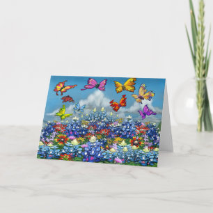 Cartão Borboletas de flores silvestres