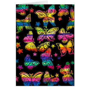 Cartão Borboletas e estrelas