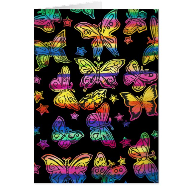 Cartão Borboletas e estrelas (Frente)