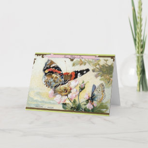 Cartão Borboletas e flores Dia de as mães de colheita