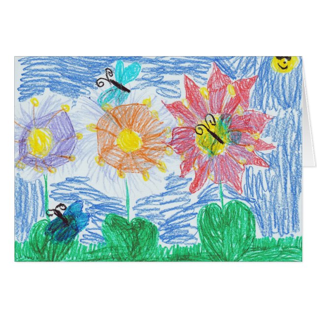 Cartão Borboletas e flores por John (Frente Horizontal)