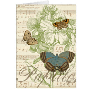 Cartão Borboletas em Música Planeta com Design Floral