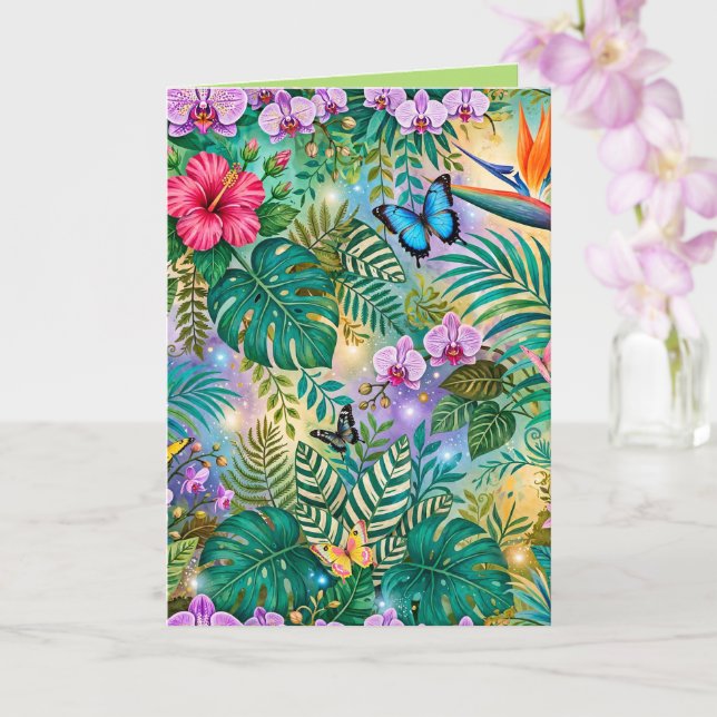 Cartão Borboletas Flores Alegres Fantasia da Selva (Orquídea)