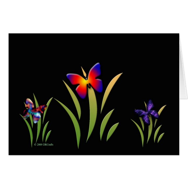 Cartão Borboletas na grama (Frente Horizontal)