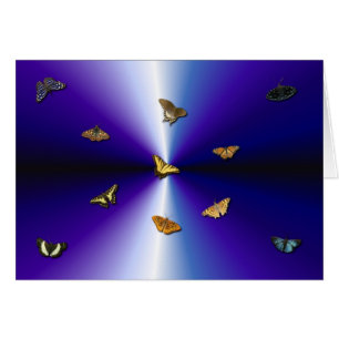 Cartão Borboletas no arco-íris roxo