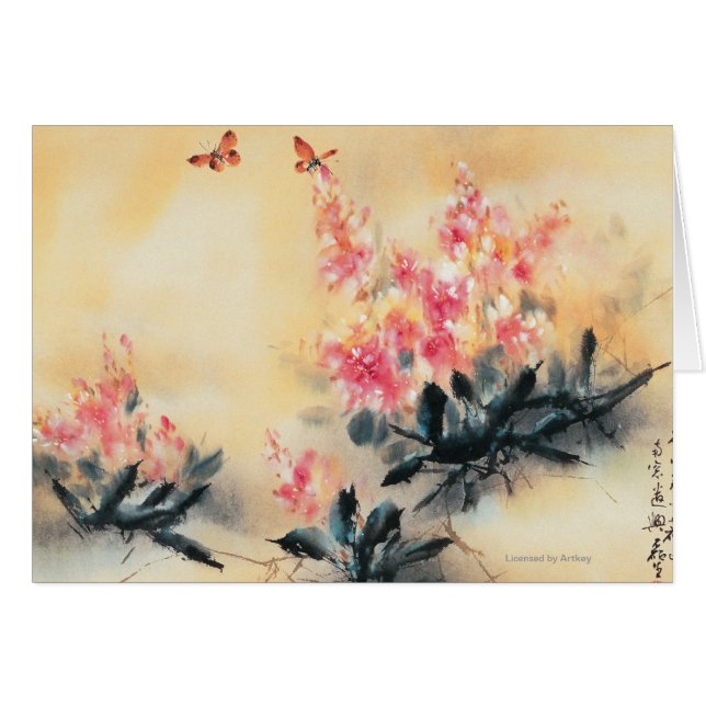 Cartão Borboletas no primavera (Frente Horizontal)