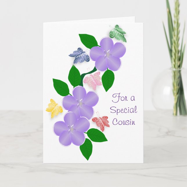 Cartão Borboletas Primo Personalizado Aniversário (Frente)