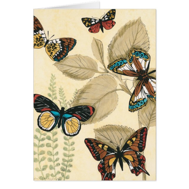 Cartão Borboletas Sobre Folhas (Frente)