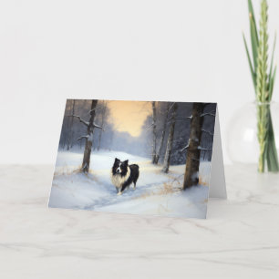 Cartão Borda Collie Deixe-o nevar no Natal