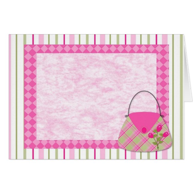 Cartão Borda da Bolsa Rosa Shabby (Frente Horizontal)