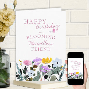 Cartão Borda de Flores Selvagens Saindo Maravilhoso Anive