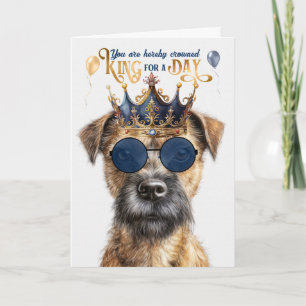 Cartão Borda Terrier Dog King para o dia feliz aniversári