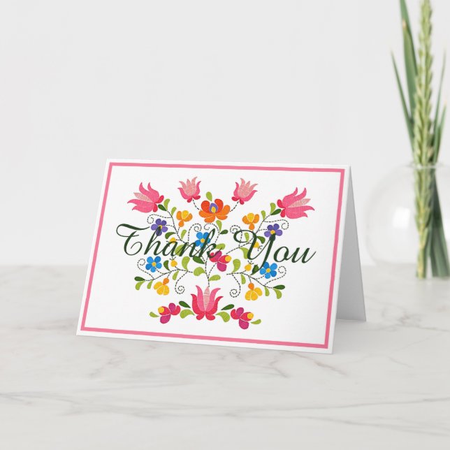 Cartão bordado floral personalizado (Frente)