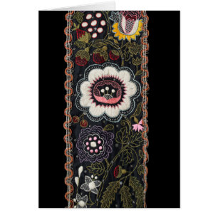 Cartão Bordado Húngaro Vintage em Preto