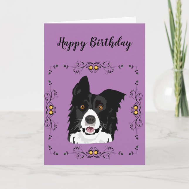 Cartão Border Collie Birthday (Frente)