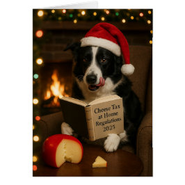 Cartão Border collie 'Cheese Tax' Christmas card
