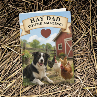 Cartão Border Collie Frango Celebração do Dia dos Pais no