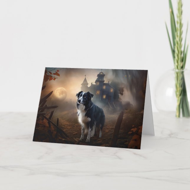 Cartão Border Collie Halloween Scary (Frente)