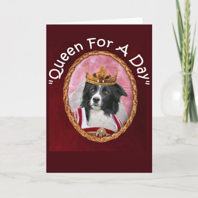 Cartão Border collie Notecard~ " dia das mães " ~Queen (Frente)