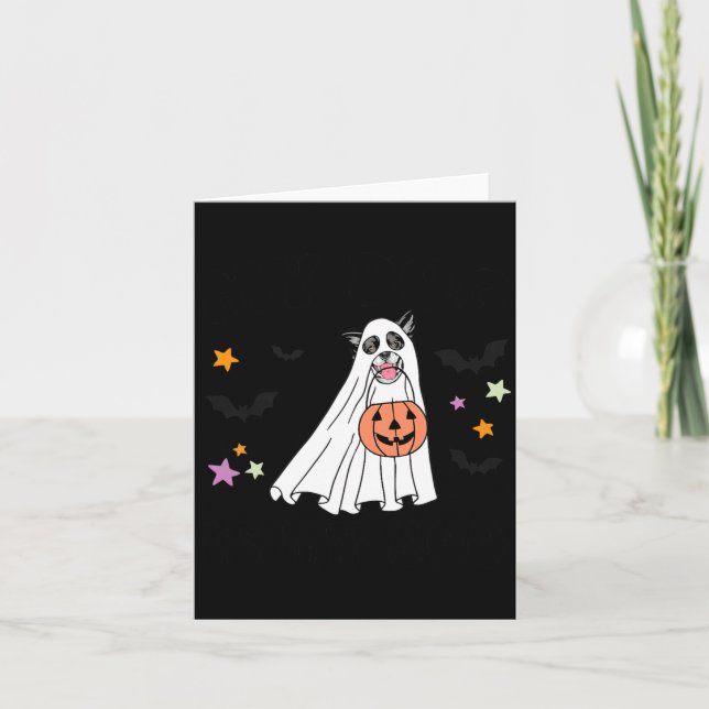 Cartão Border Collie Preto E Branco Boo Cachorro Hallowee (Frente)