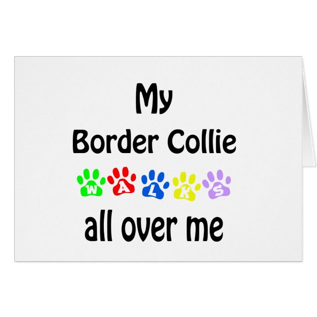 Cartão Border Collie Walks Design (Frente Horizontal)