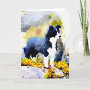 Cartão Border Collie watercolor note card