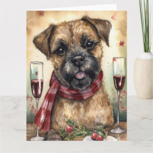 Cartão Border Terrier Ano Novo