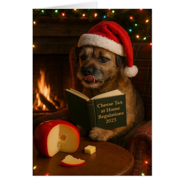 Cartão Border Terrier 'Cheese Tax' Christmas card (Frente)