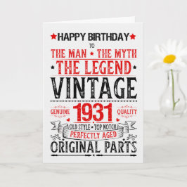 Cartão Born in 1931 Birthday the Man the Myth the Legend