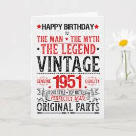 Cartão Born in 1951 Birthday the Man the Myth the Legend