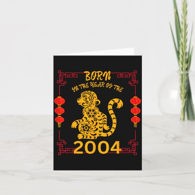 Cartão Born In The Year Of The Monkey 2004 Chinese New Ye (Frente)