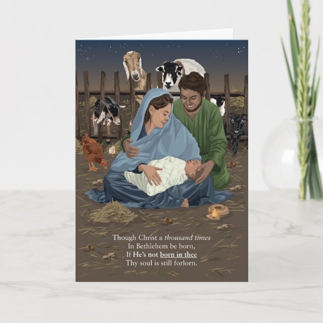 Cartão Born in Thee Nativity Christmas Card (Frente)