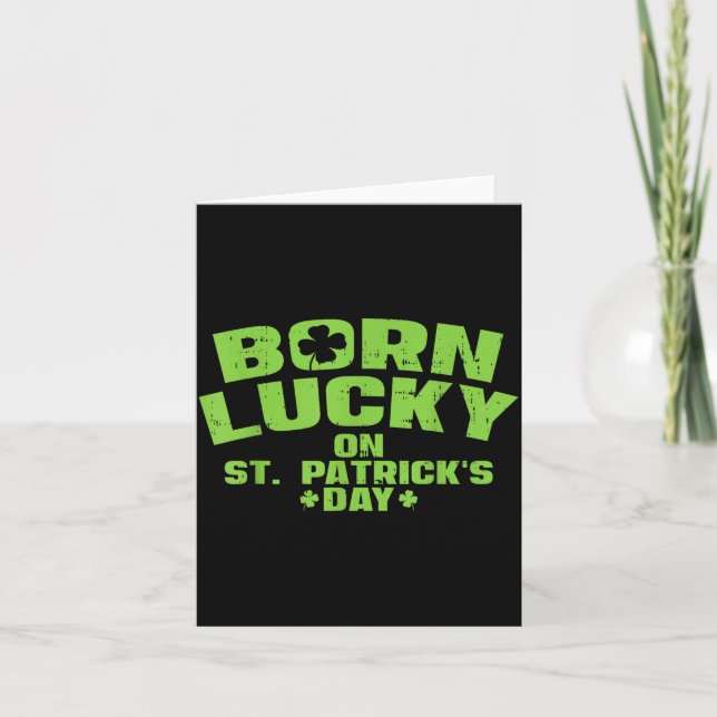 Cartão Born Lucky On St Patricks Day Shirt Birthday Boy G (Frente)