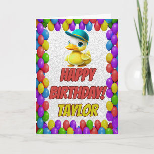 Cartão Borracha Pato Personalizado Saudação Aniversário