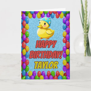 Cartão Borracha Pato Personalizado Saudação Aniversário