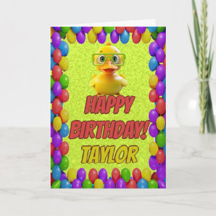 Cartão Borracha Pato Personalizado Saudação Aniversário